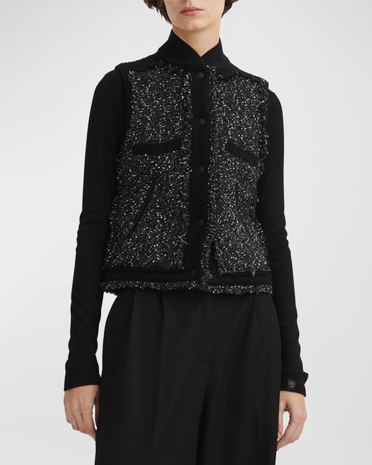 Shop Rag & Bone Judith Sparkly Tweed Vest In Blackmult