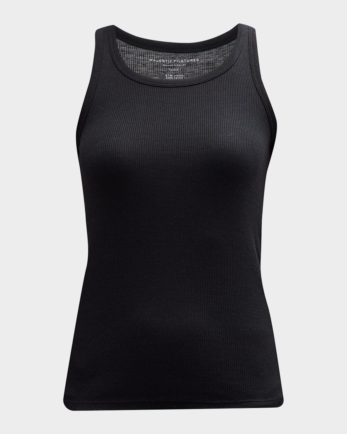 Majestic Lyocell Baby Ribbed Tank In Noir