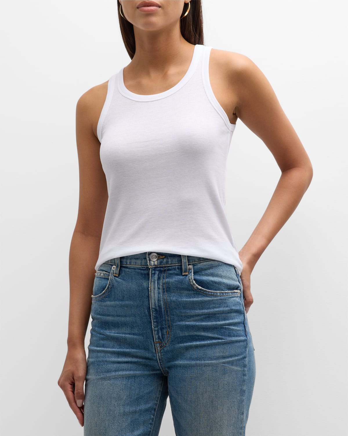 Majestic Lyocell Baby Ribbed Tank In Blanc