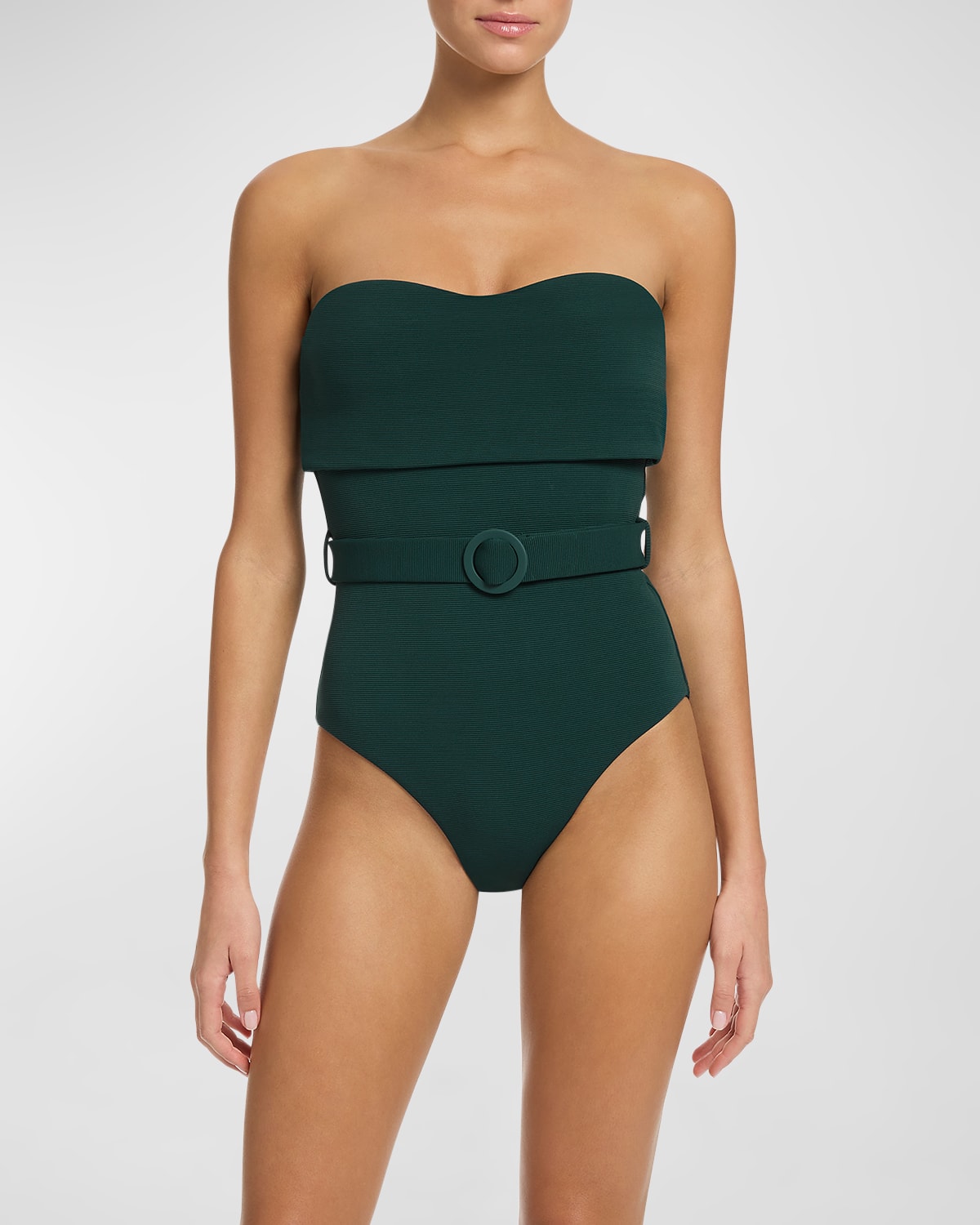 Belted Bandeau One-Piece Swimsuit