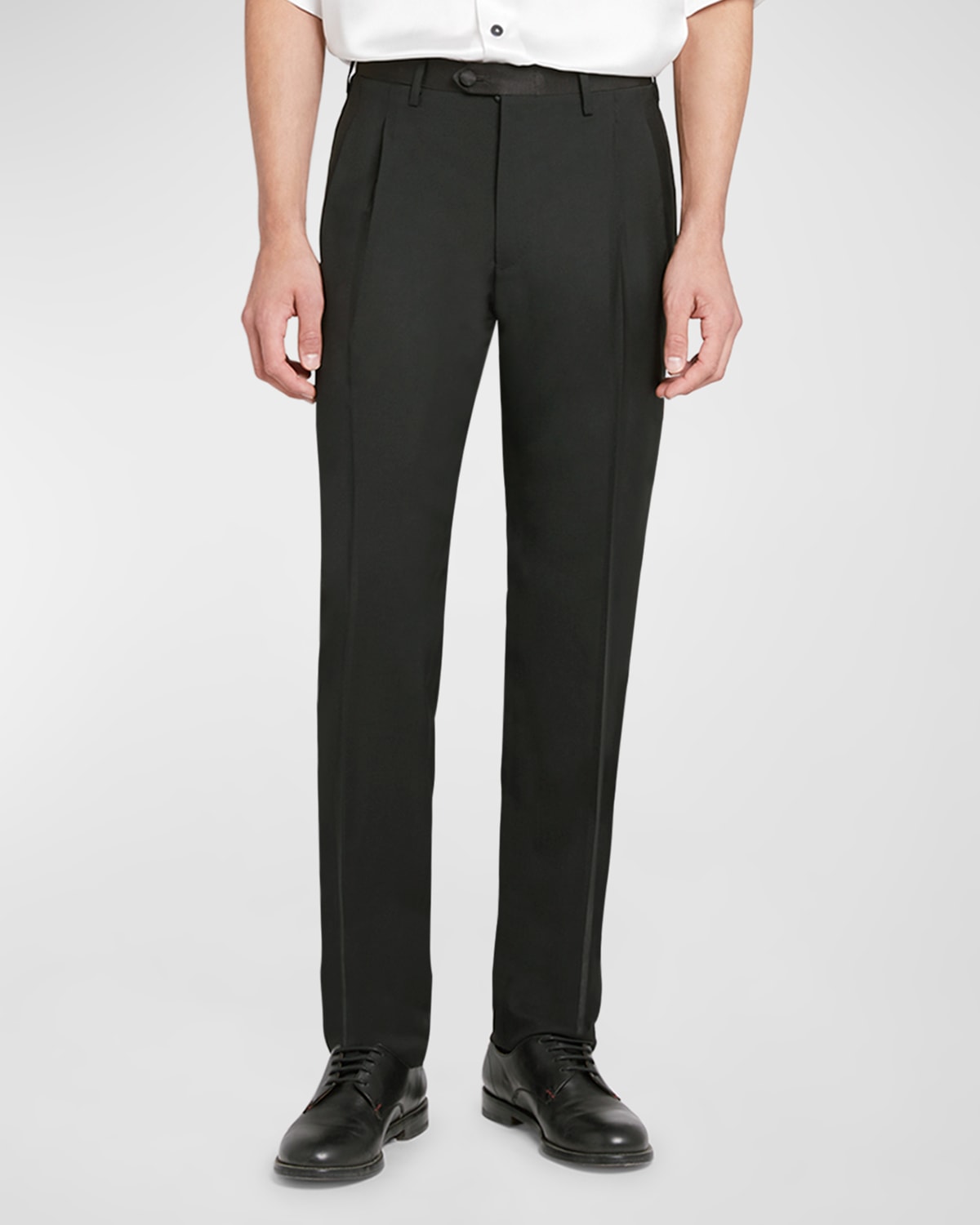 Men's Wool Pleated-Front Trousers
