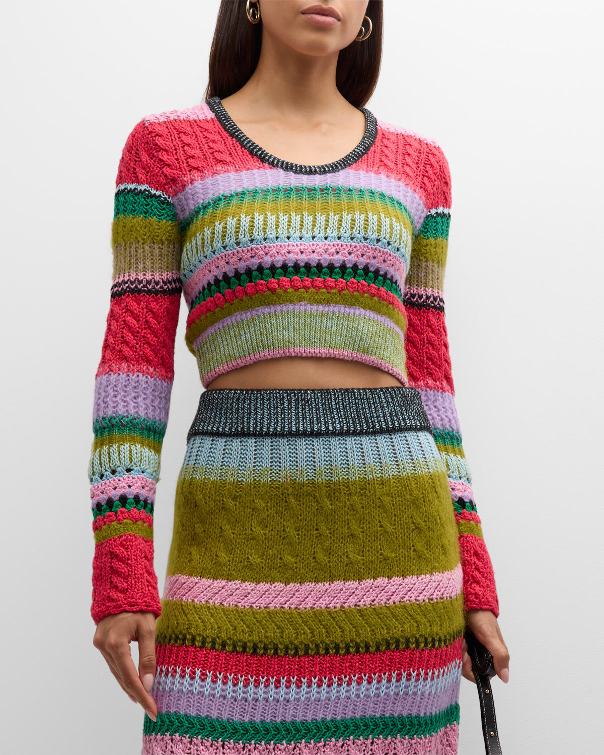 Ashby Cropped Scoop-Neck Crochet Sweater