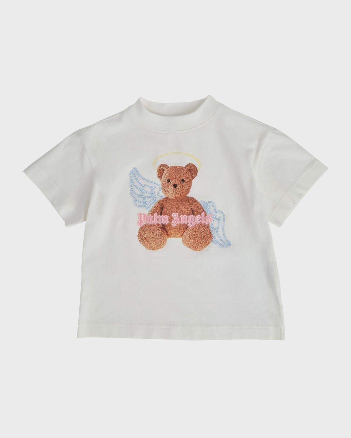 Shop Palm Angels Girl's Bear Angel Short-sleeve T-shirt In Off White Brow