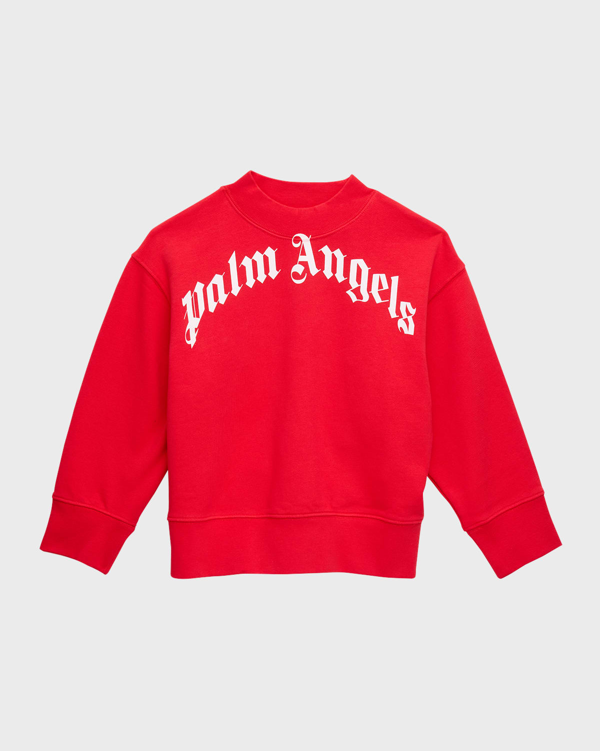 Palm Angels Kids' Boy's Classic Curved Logo Sweatshirt In Red White