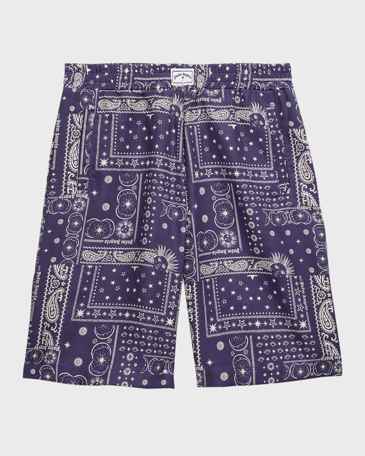Palm Angels Kids' Girl's Astro Paisley Printed Shorts In Blue