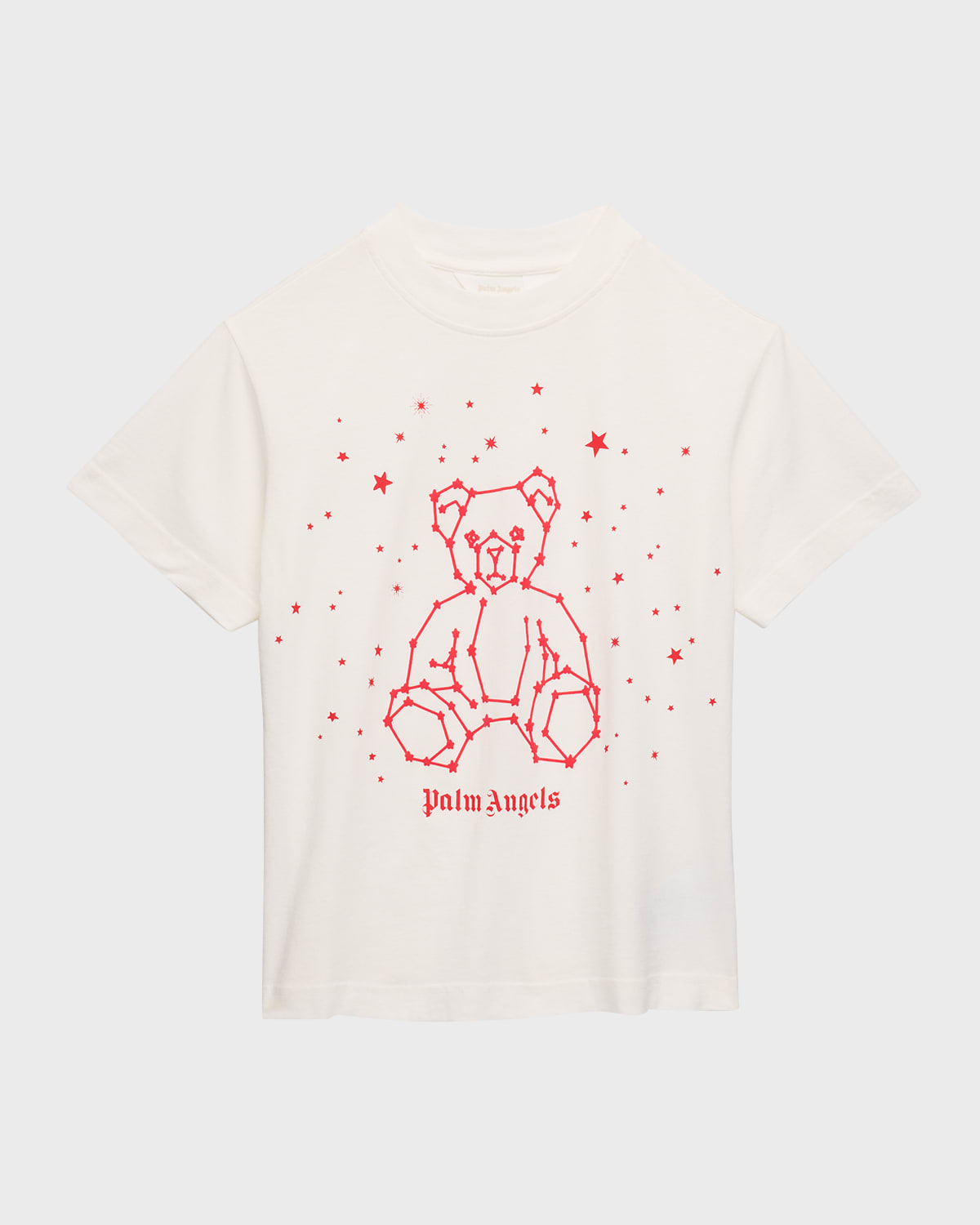 Shop Palm Angels Boy's Astro Bear Short-sleeve T-shirt In Off White Red