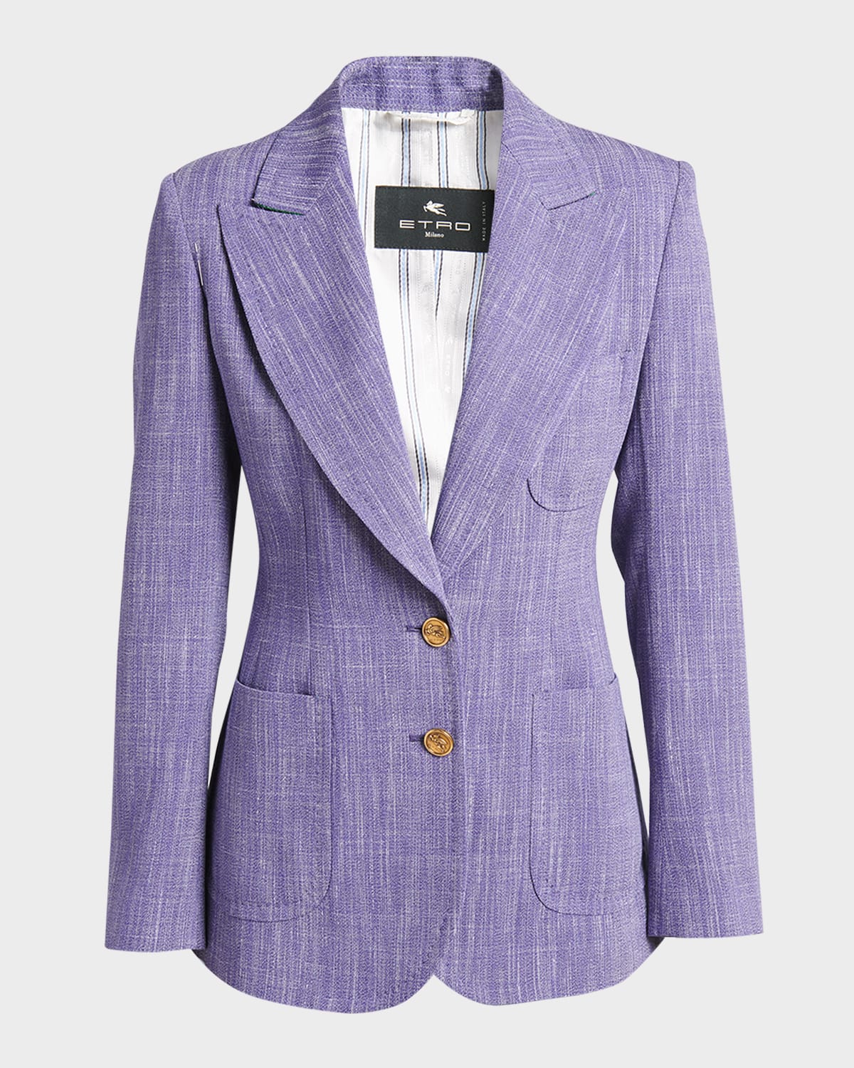 Etro Single-breasted Blazer In Purple