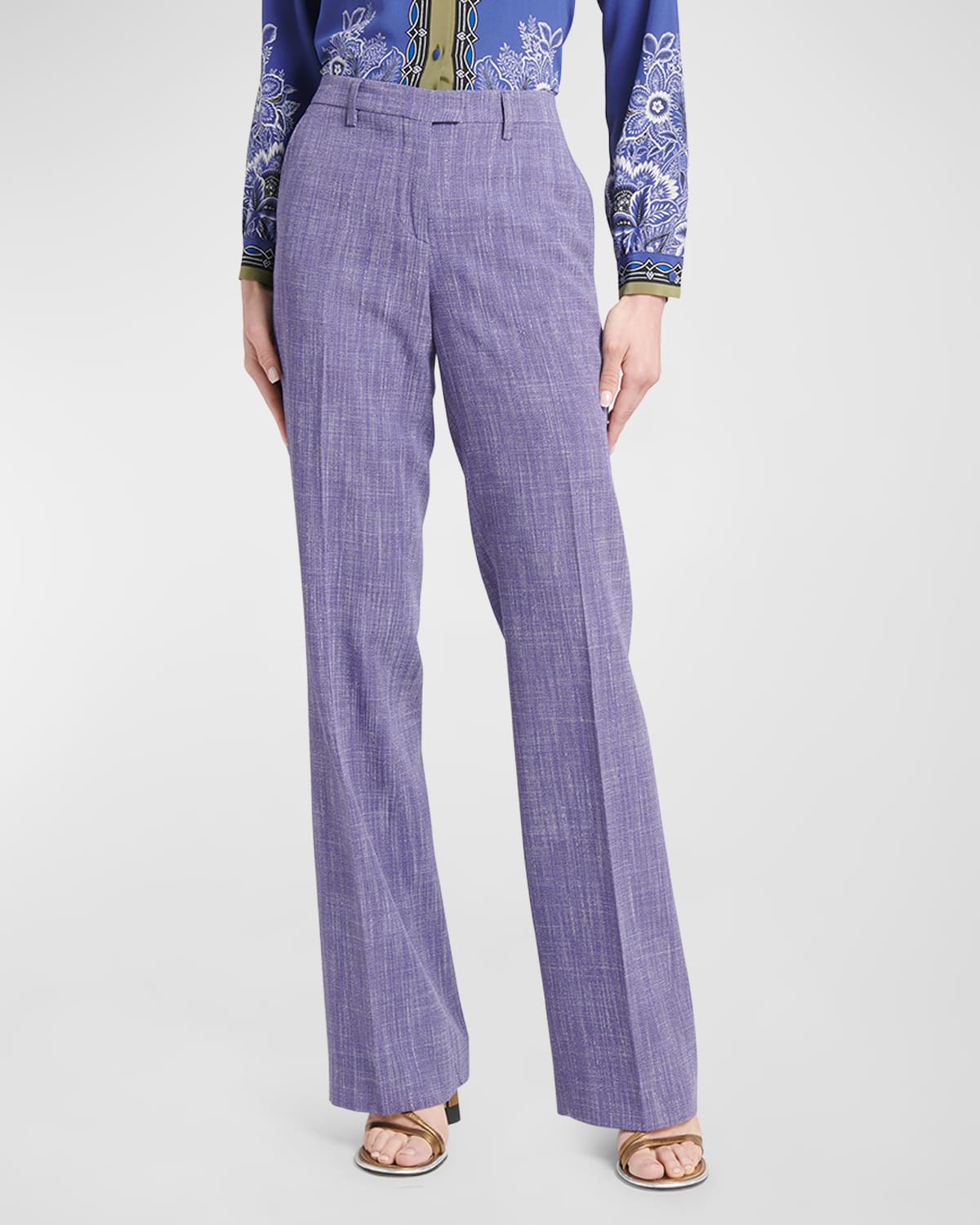 Etro High-rise Straight-leg Trousers In Purple