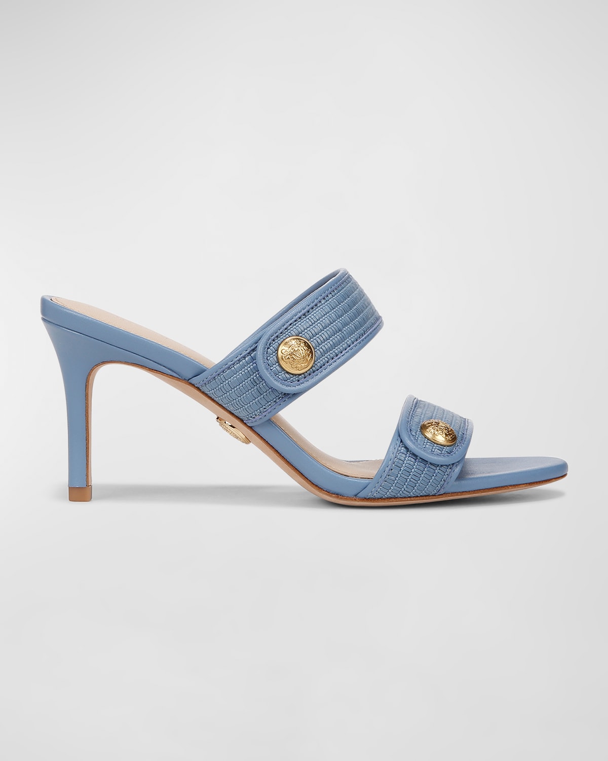 Shop Veronica Beard Sona Woven Leather Slide Sandals In Blue