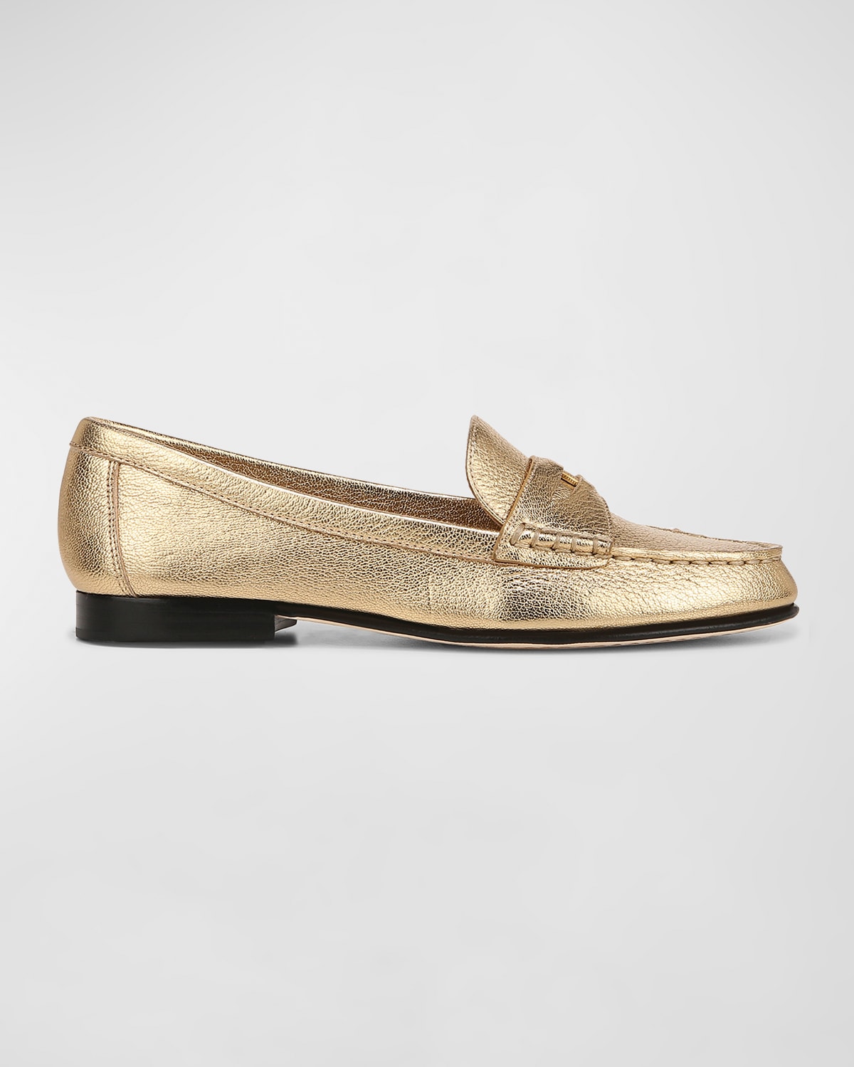 Shop Veronica Beard Metallic Leather Penny Loafers In Gold