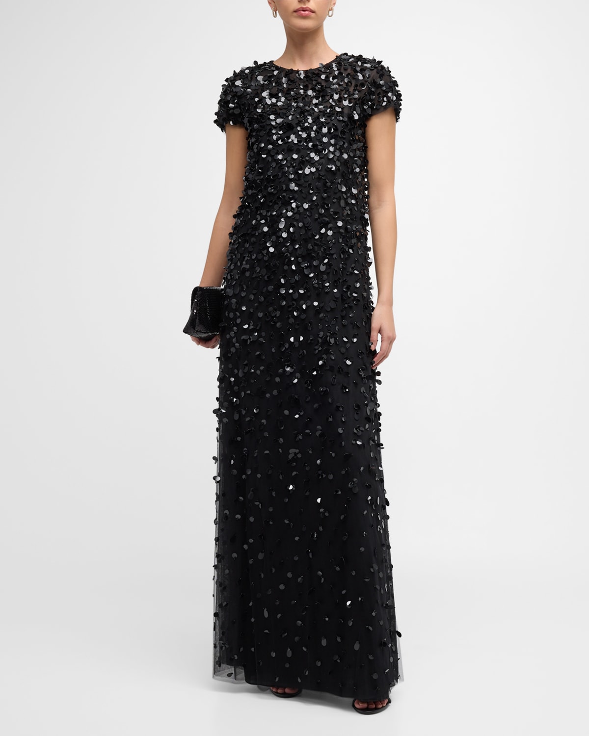 Carolina Herrera Embellished Sequin Gown In Black