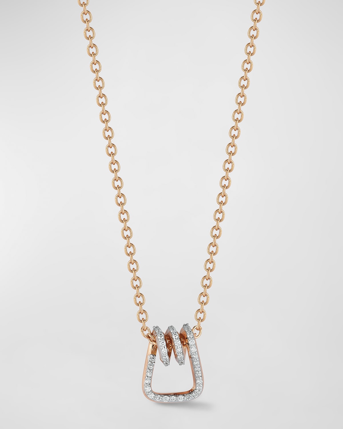 Walters Faith Huxley 18k Rose Gold Diamond Coil Link Pendant Necklace
