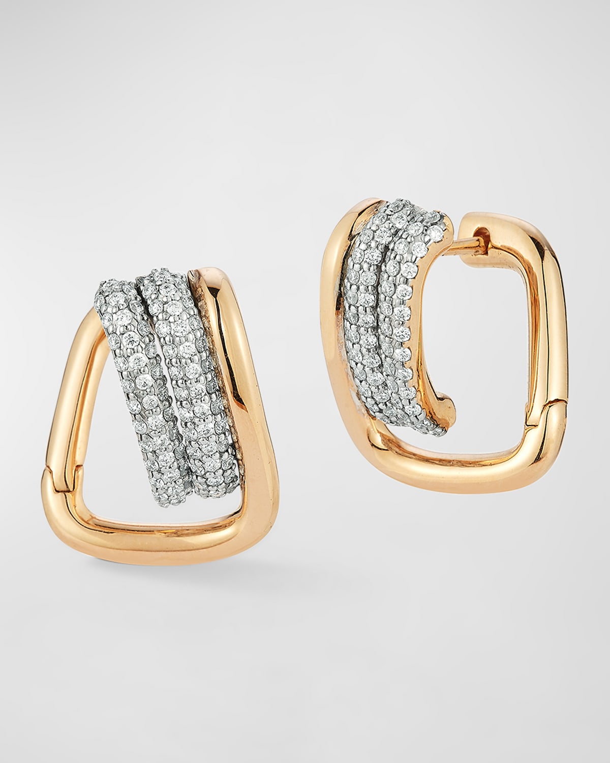 Walters Faith Huxley 18k Rose Gold Diamond Coil Link Huggie Earrings