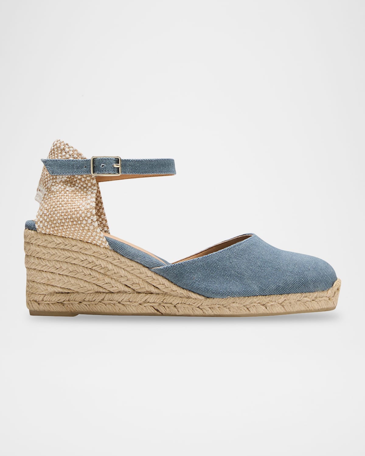 Castaã±er Carol Canvas Ankle-strap Wedge Espadrilles In Gray