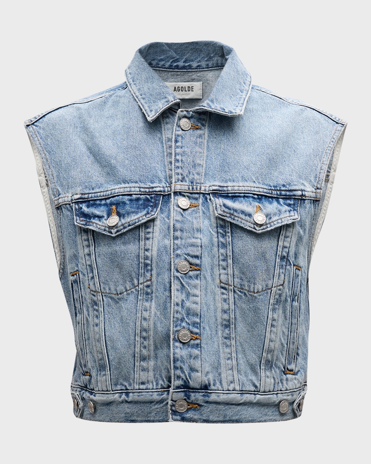 Agolde Charli Distressed Denim Vest In Immortal