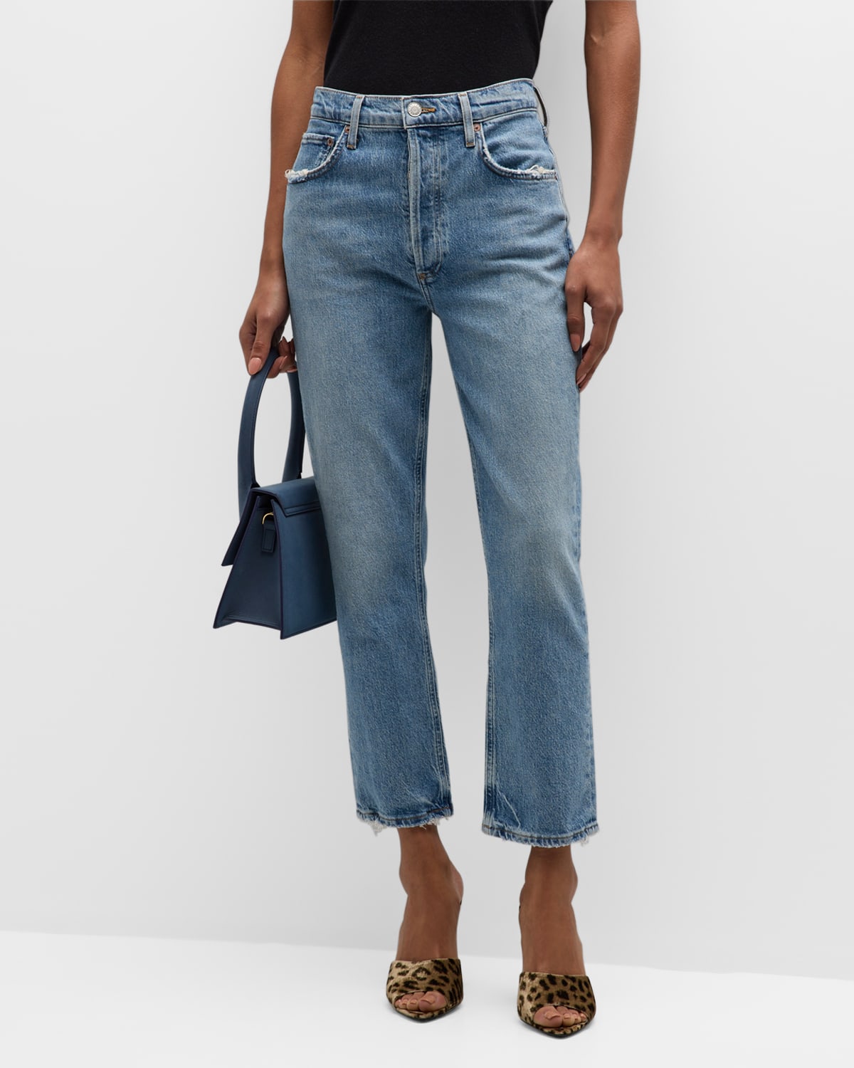 Agolde Riley High Rise Straight Crop Jeans In Quiver