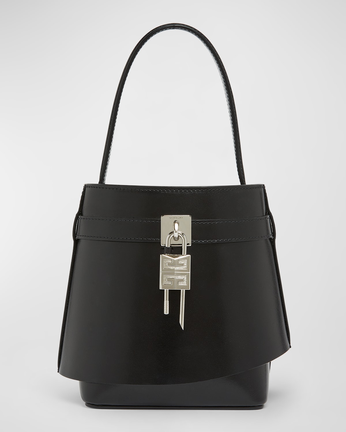 Shark Lock Bucket Bag in Box Leather