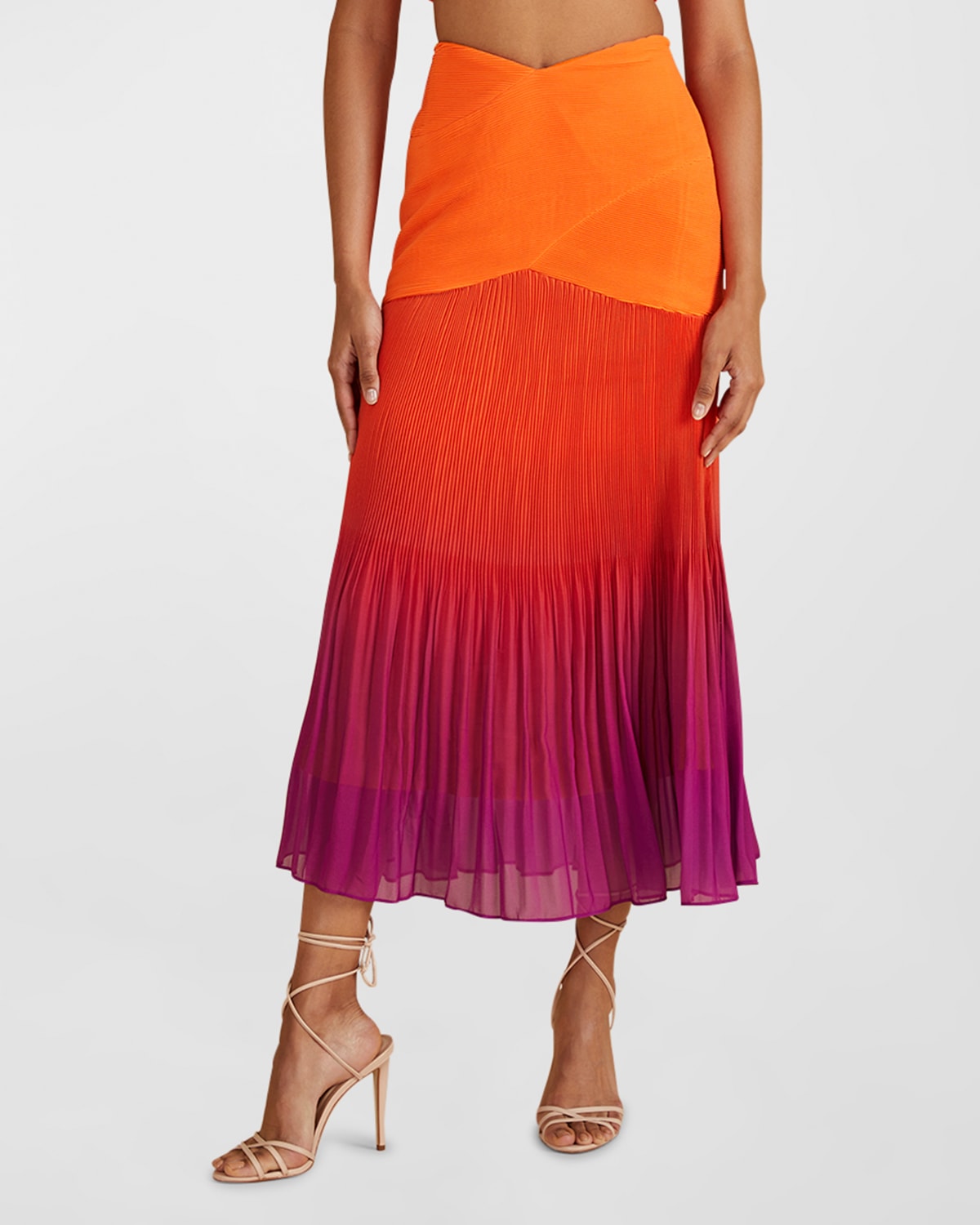 AMUR LOUISE OMBRE PLEATED MAXI SKIRT