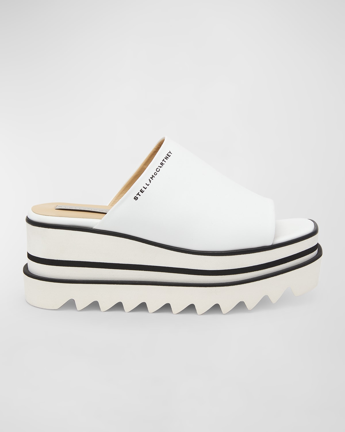 Shop Stella Mccartney Sneak-elyse Semi-shine Alter Matte Wedge Mules In White