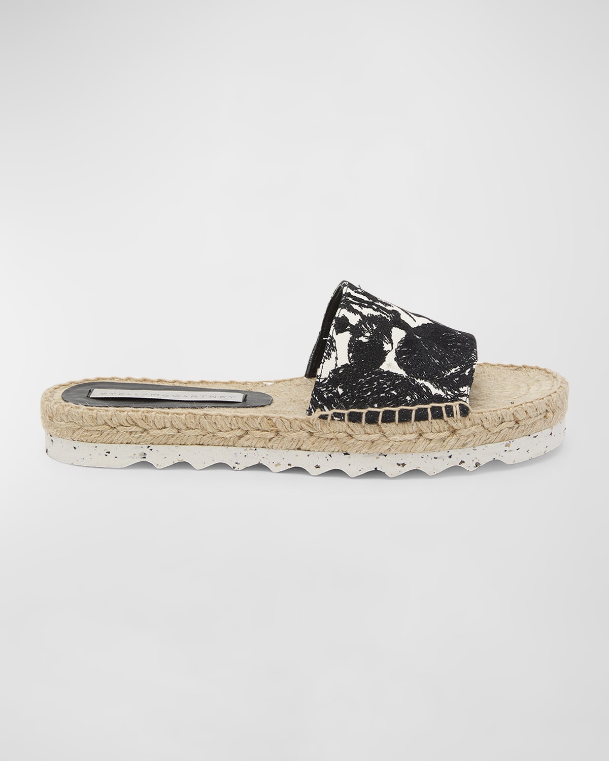 Stella Mccartney Gaia Embroidered Mushroom Espadrille Slides In Mushroom