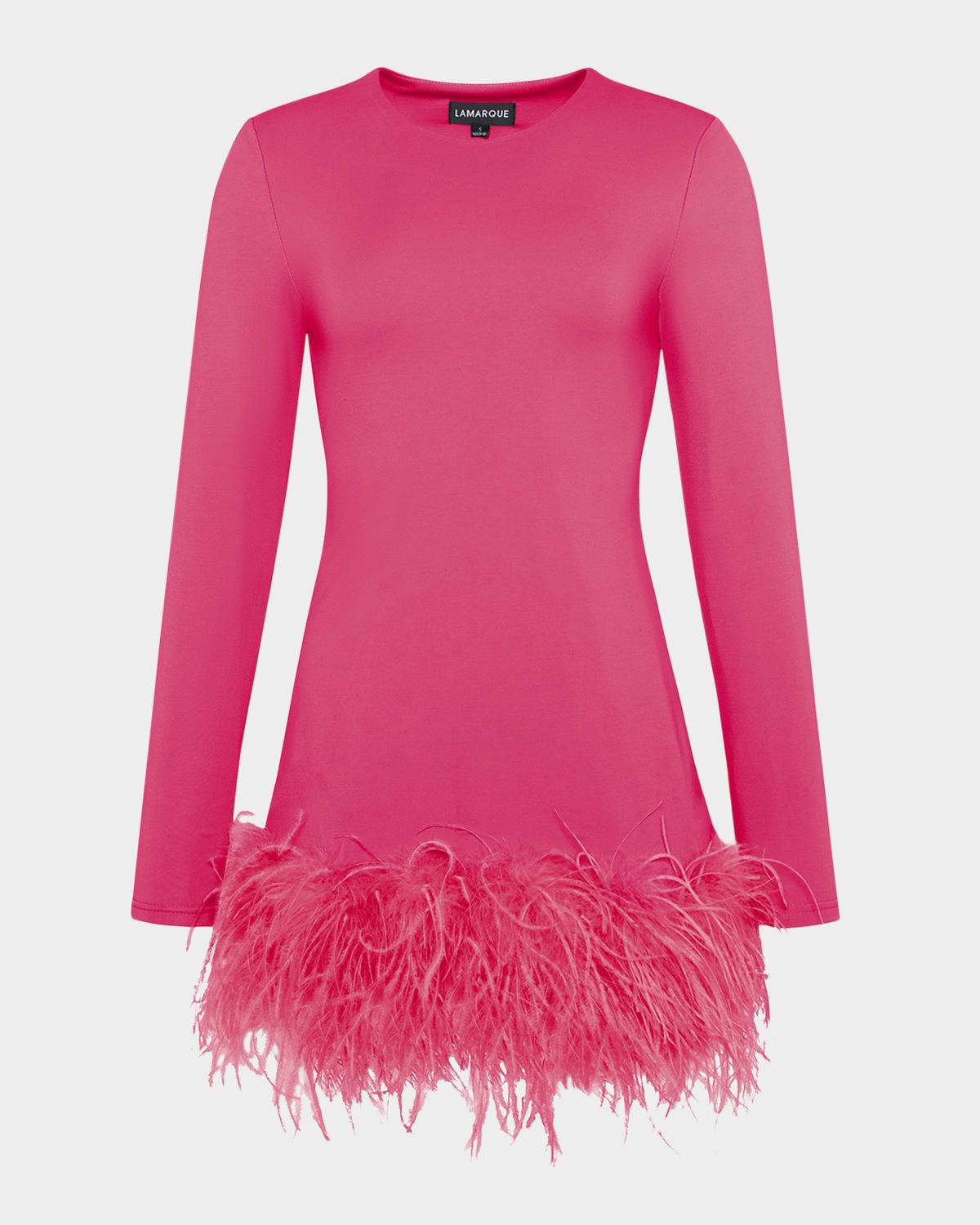 Bahira Ostrich-Feather Hem Mini Dress