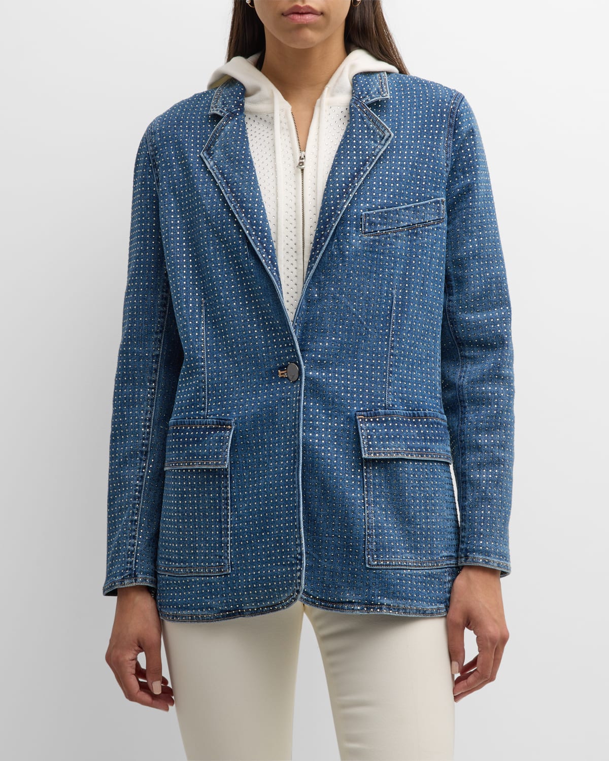 Kobi Halperin Kiera Embellished Denim Blazer Jacket In Indigo