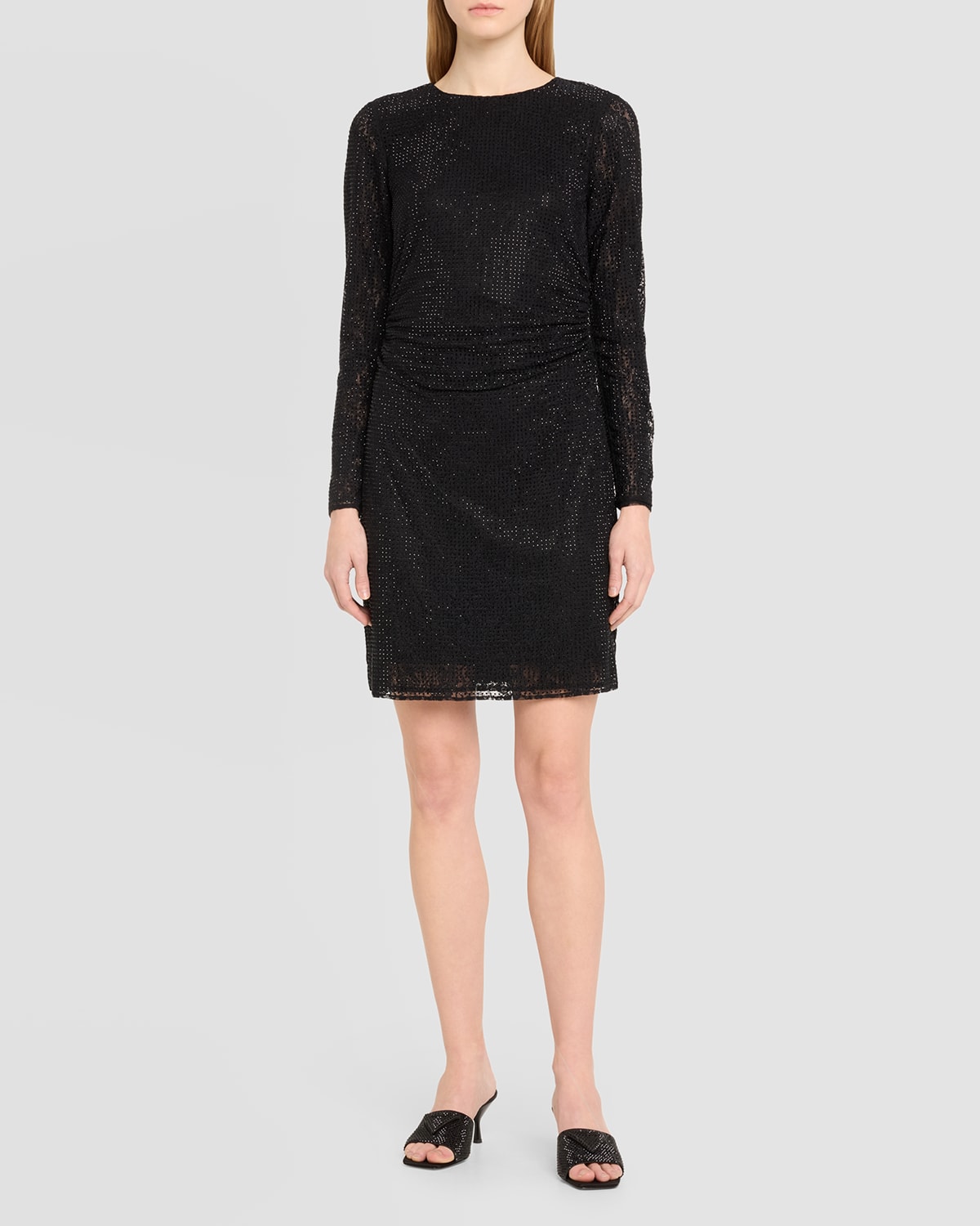 Kobi Halperin Sloane Ruched Rhinestone Mini Dress In Black