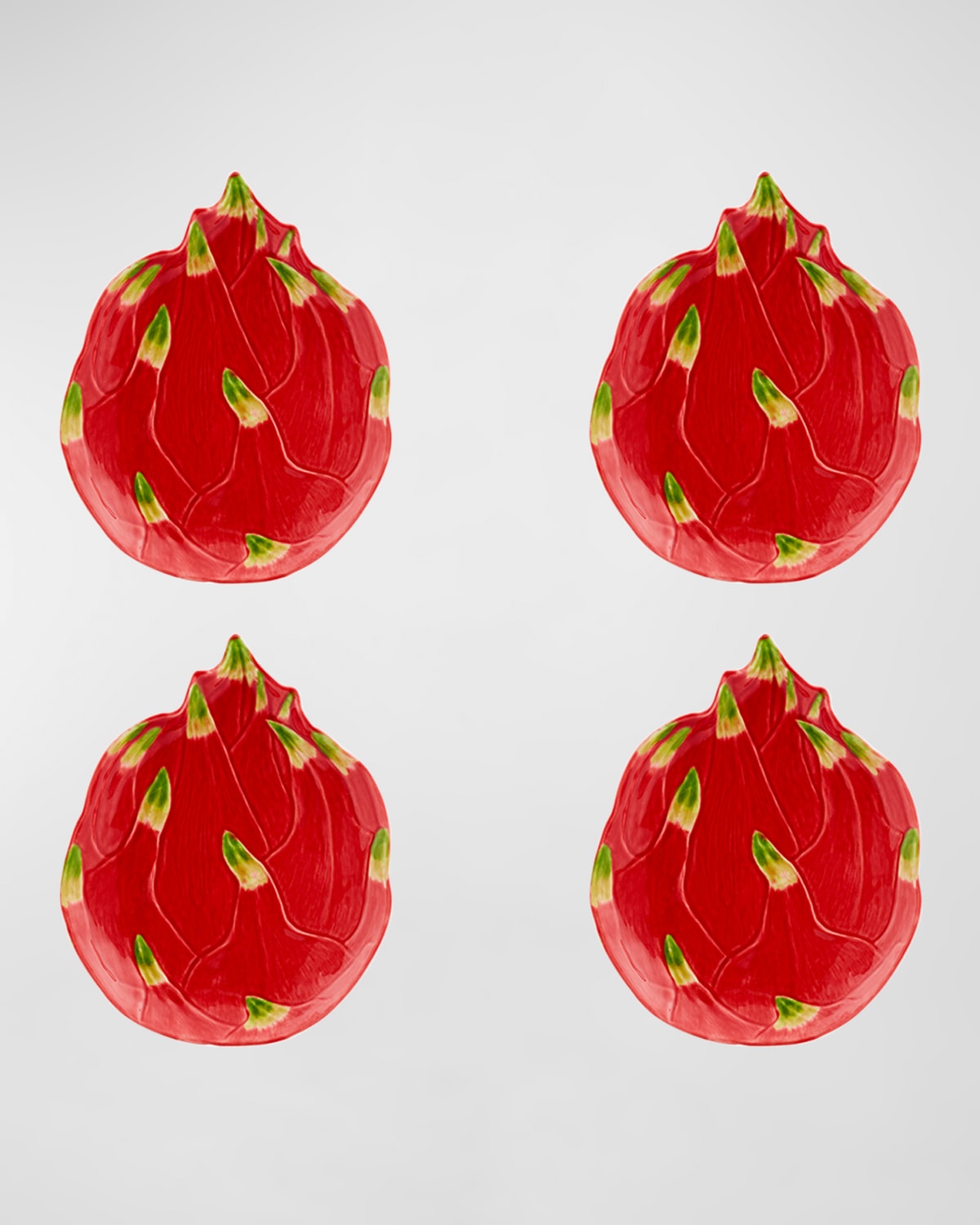 Bordallo Pinheiro Dragon Fruit Dessert Plates, Set Of 4 In Red