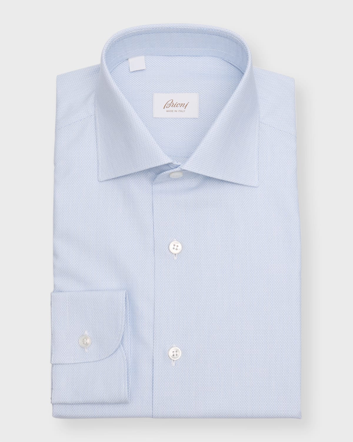 Brioni Men's Cashmere-cotton Micro-stripe Dress Shirt In Whiteblue