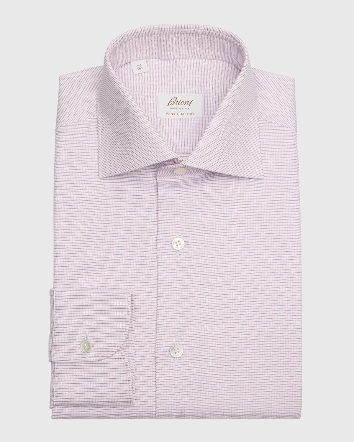 Shop Brioni Men's Ventiquattro Cotton Dress Shirt In White Pink