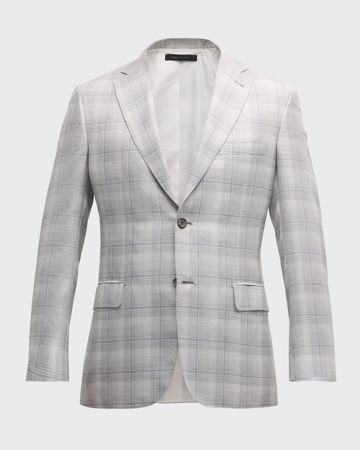 Brioni Men's Macro Plaid Sport Jacket In Ice