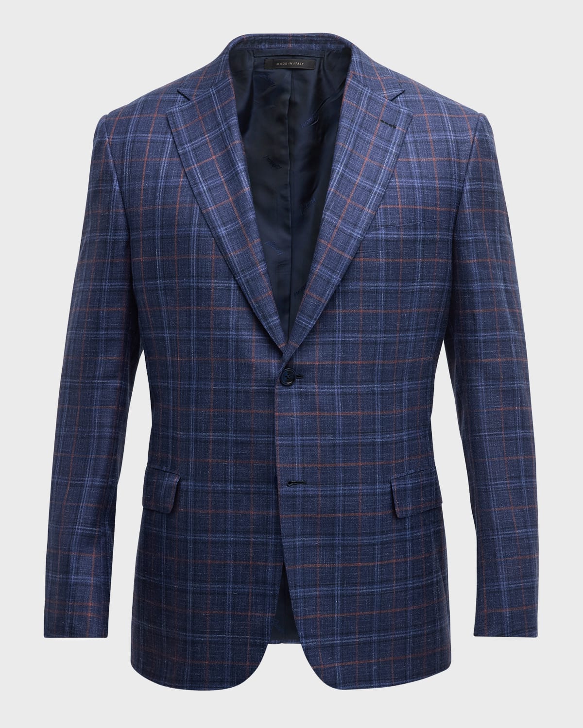 Brioni Men's Cashmere-blend Plaid Sport Coat In Navyred