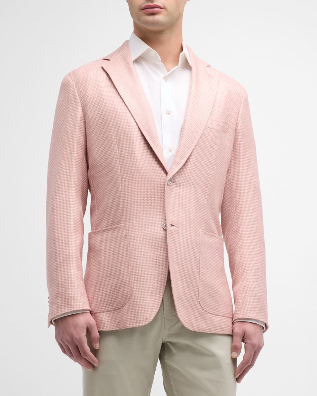 Shop Brioni Men's Silk-wool Houndstooth Sport Coat In Rose