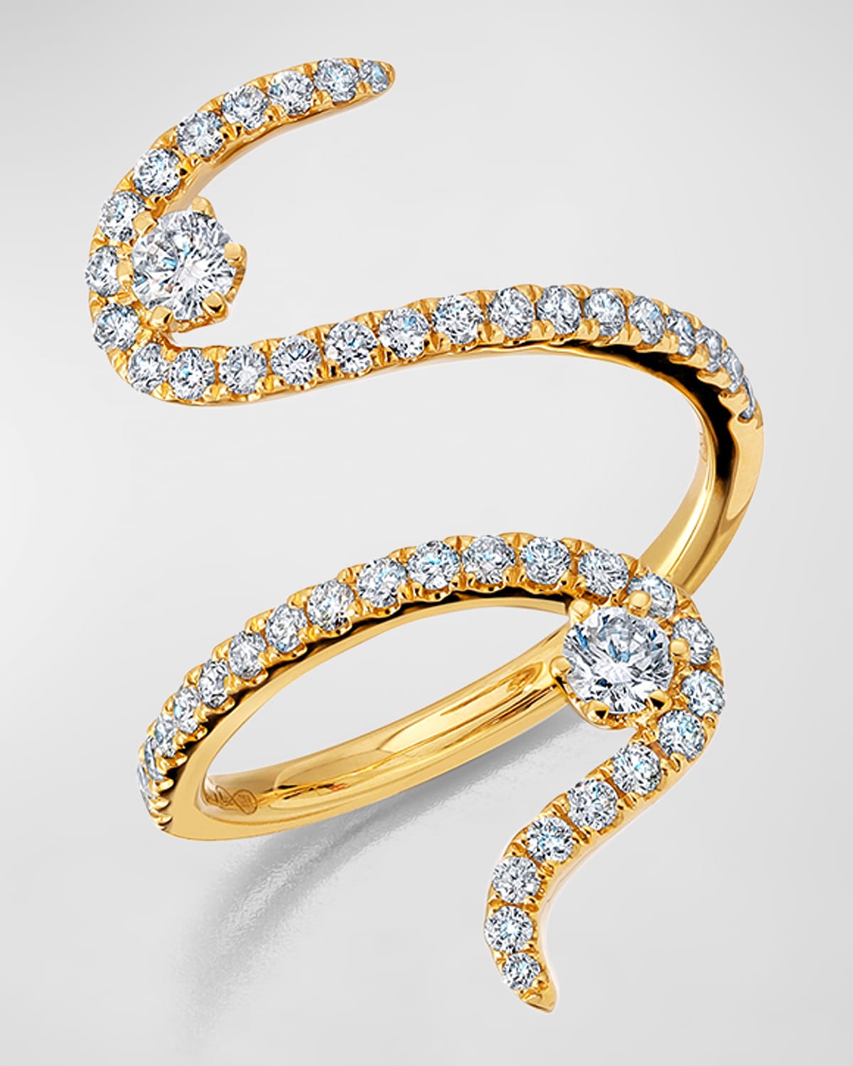 GRAZIELA GEMS 18K GOLD DIAMOND SWIRL RING