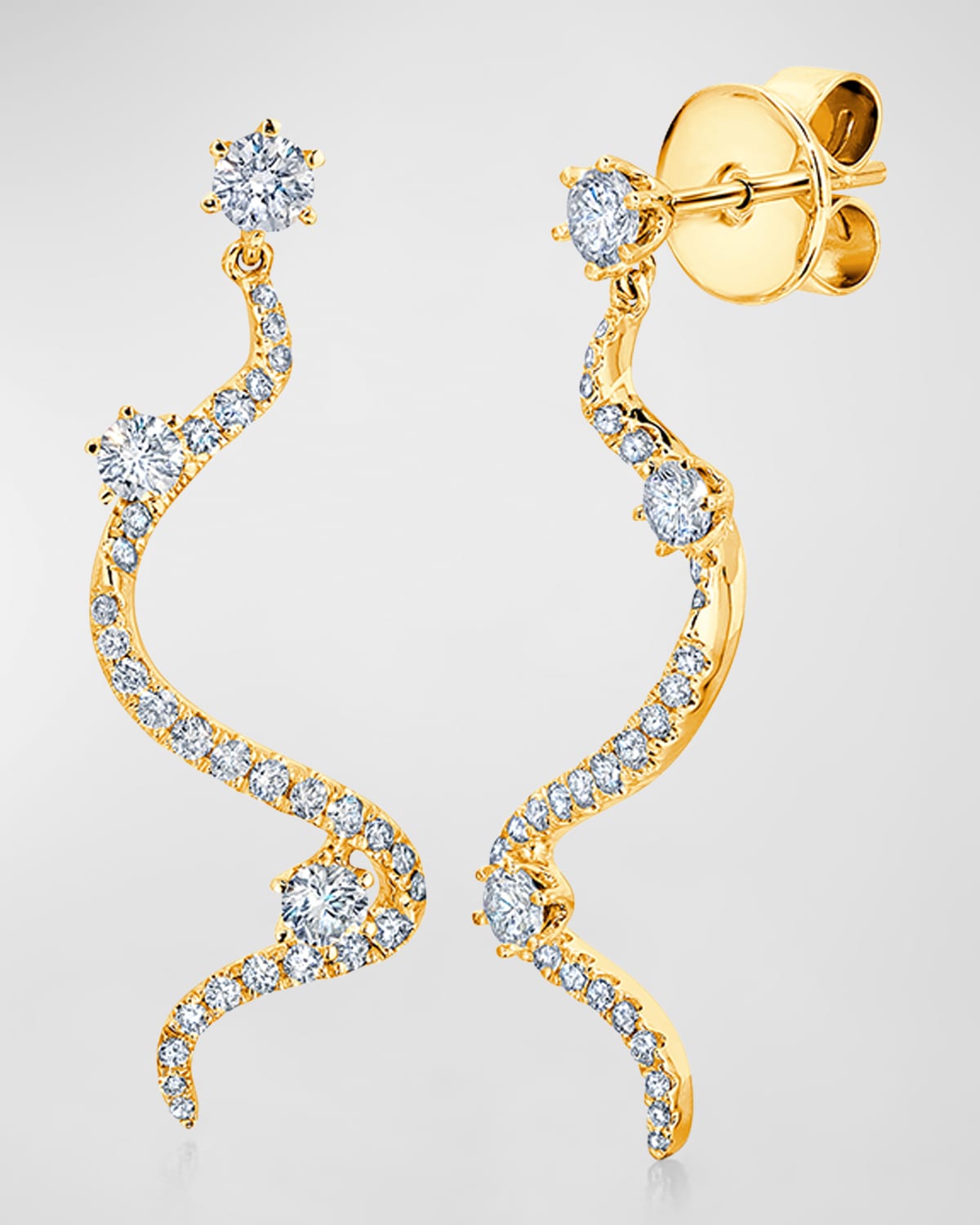 Graziela Gems 18k Gold Diamond Drop Mega Swirl Earrings In Yellow Gold