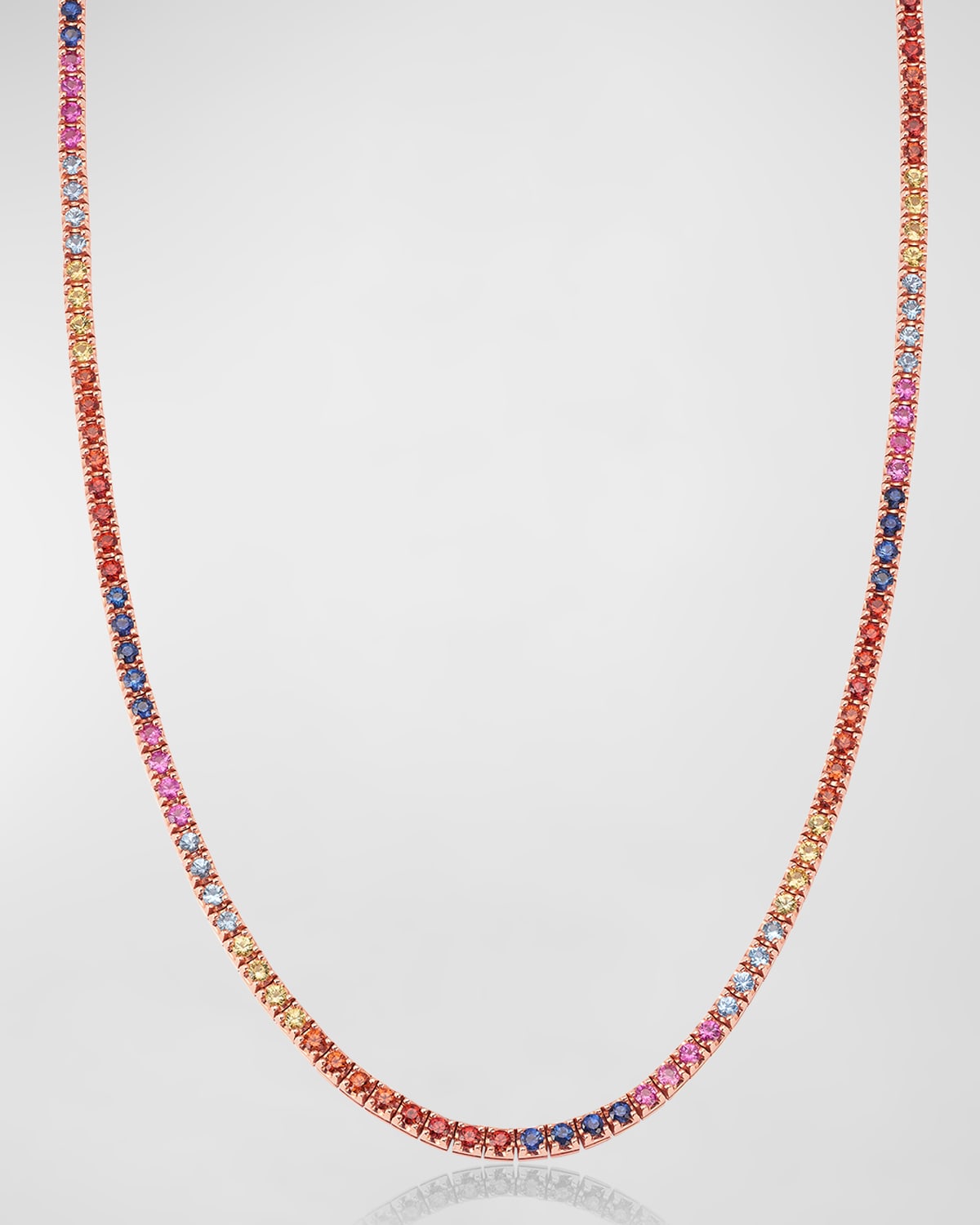 GRAZIELA GEMS 18K RAINBOW SAPPHIRE TENNIS NECKLACE