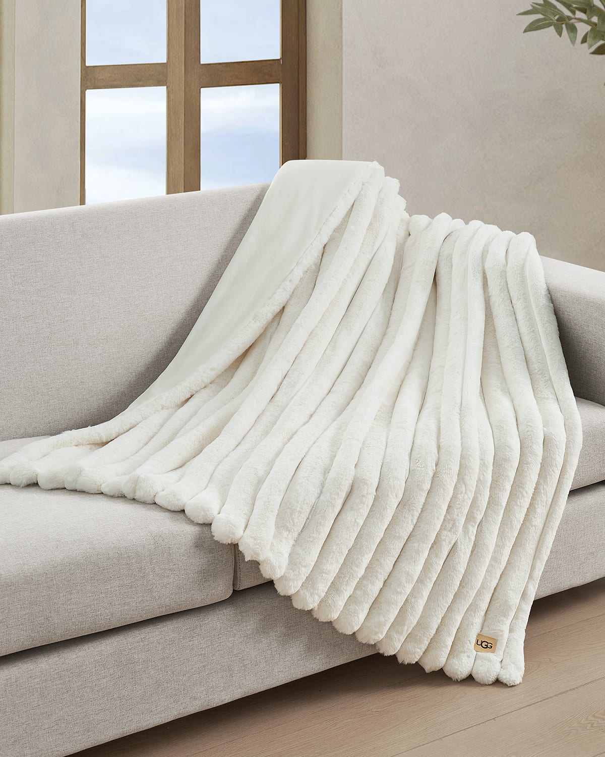 Shop Ugg Channel Quilt Faux Fur Throw Blanket In Snow