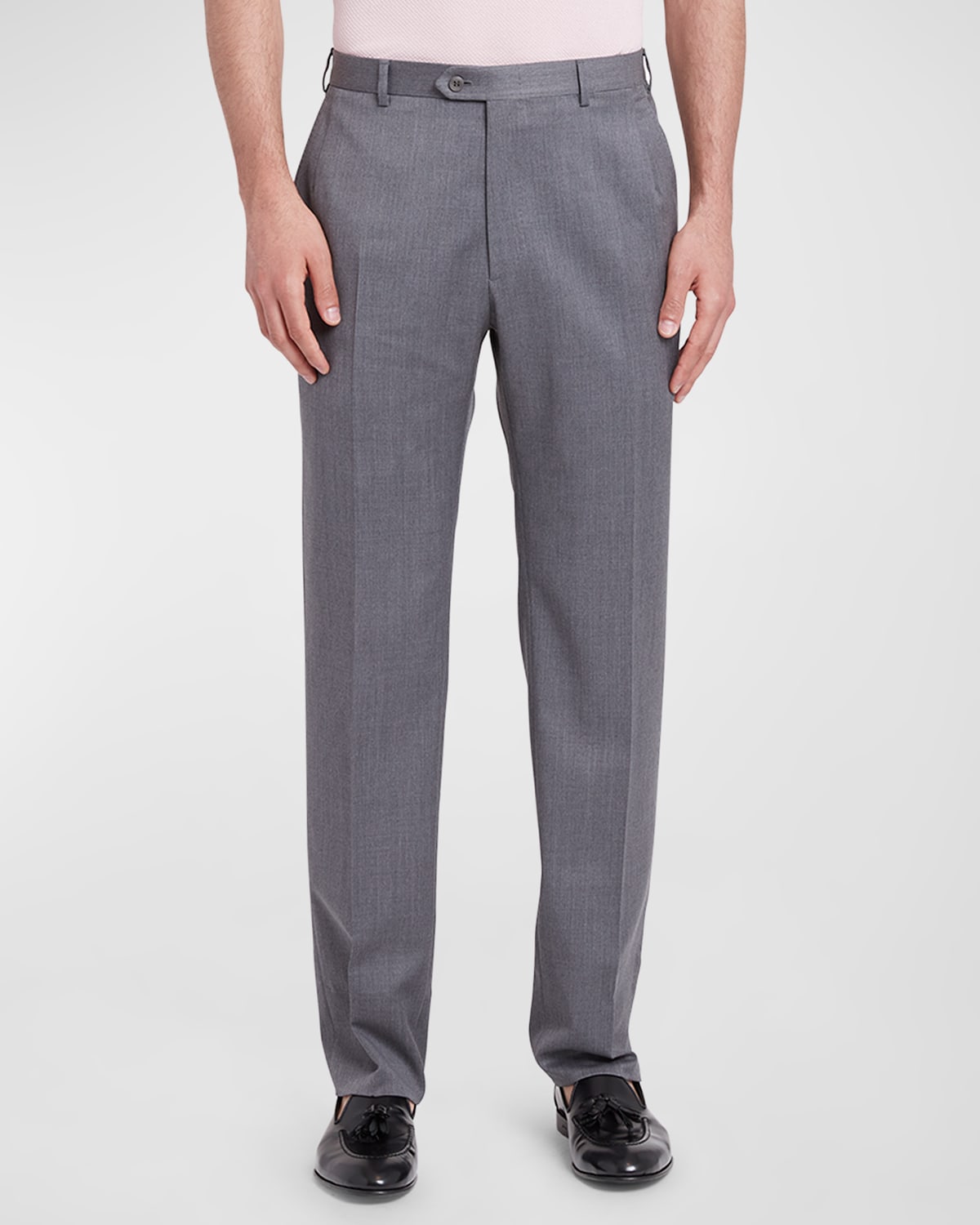 Shop Brioni Men's Wool Twill Trousers In Off White