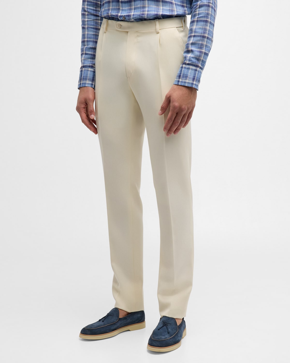 Shop Brioni Men's Journey Gabardine Pants In Ivory