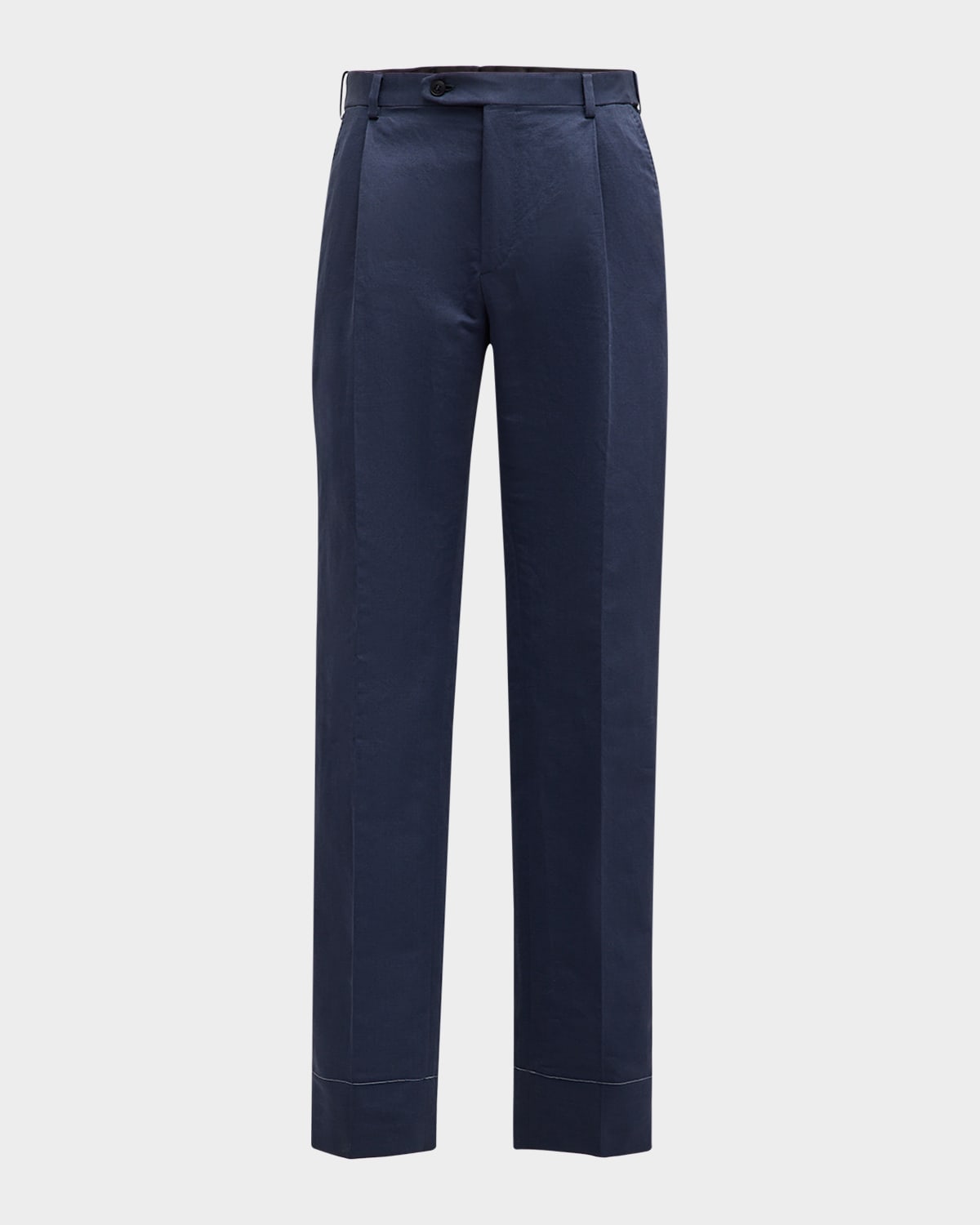 Shop Brioni Men's Journey Slim Linen Trousers In Petroleum