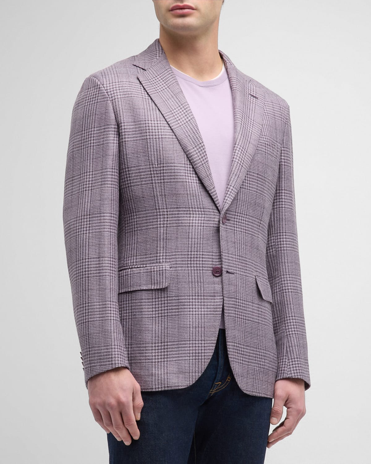 Brioni Men's Plaid Wool-blend Sport Coat In Lilac
