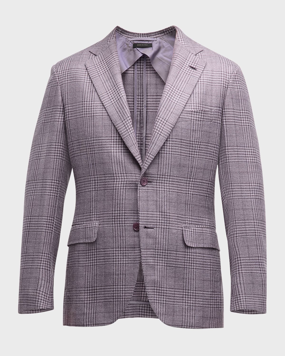 Brioni Men's Plaid Wool-blend Sport Coat In Lilac