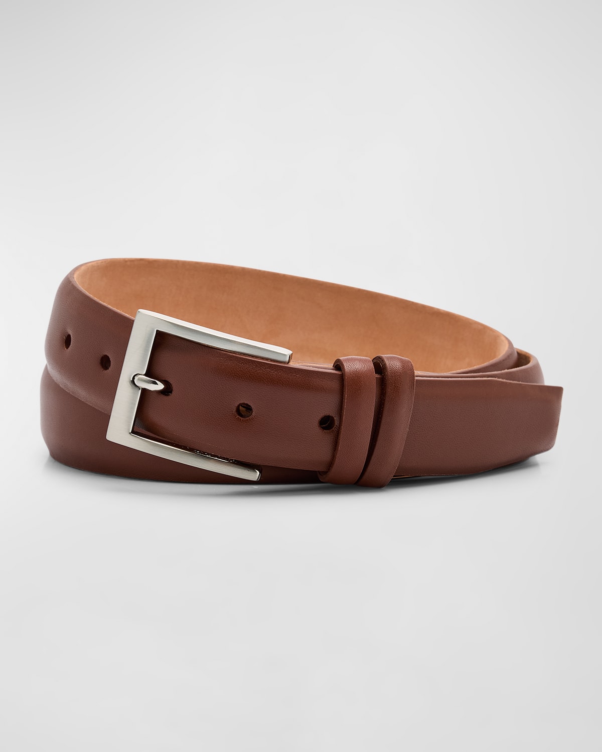 W. Kleinberg Men's Semi-matte Calf Leather Belt In Cognac