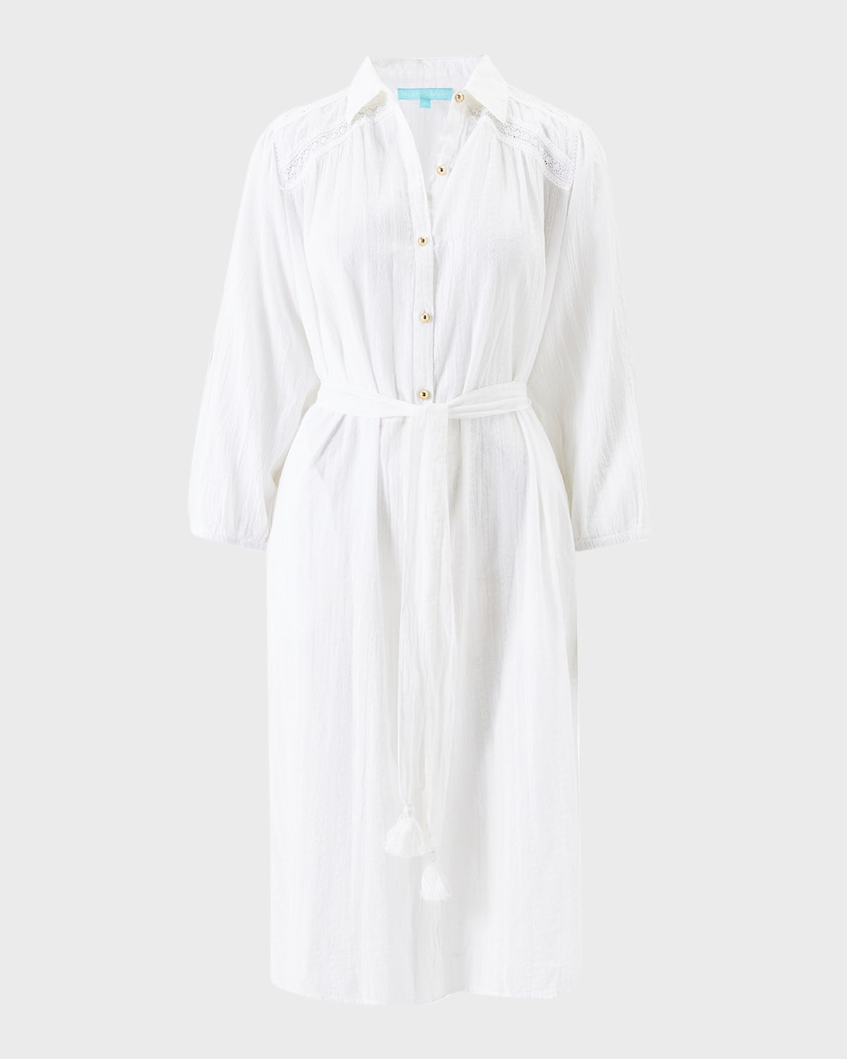 Melissa Odabash Cressida Lace-trimmed Cotton-jacquard Midi Dress In White