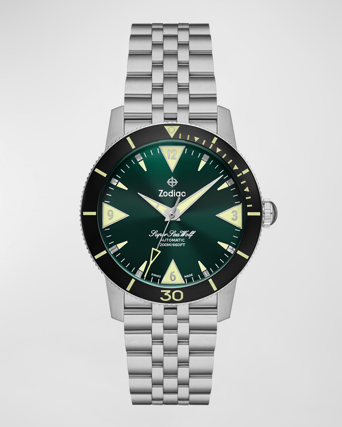 Zodiac Men's Super Sea Wolf Skin Diver Automatic Bracelet Watch, 39mm In Silver