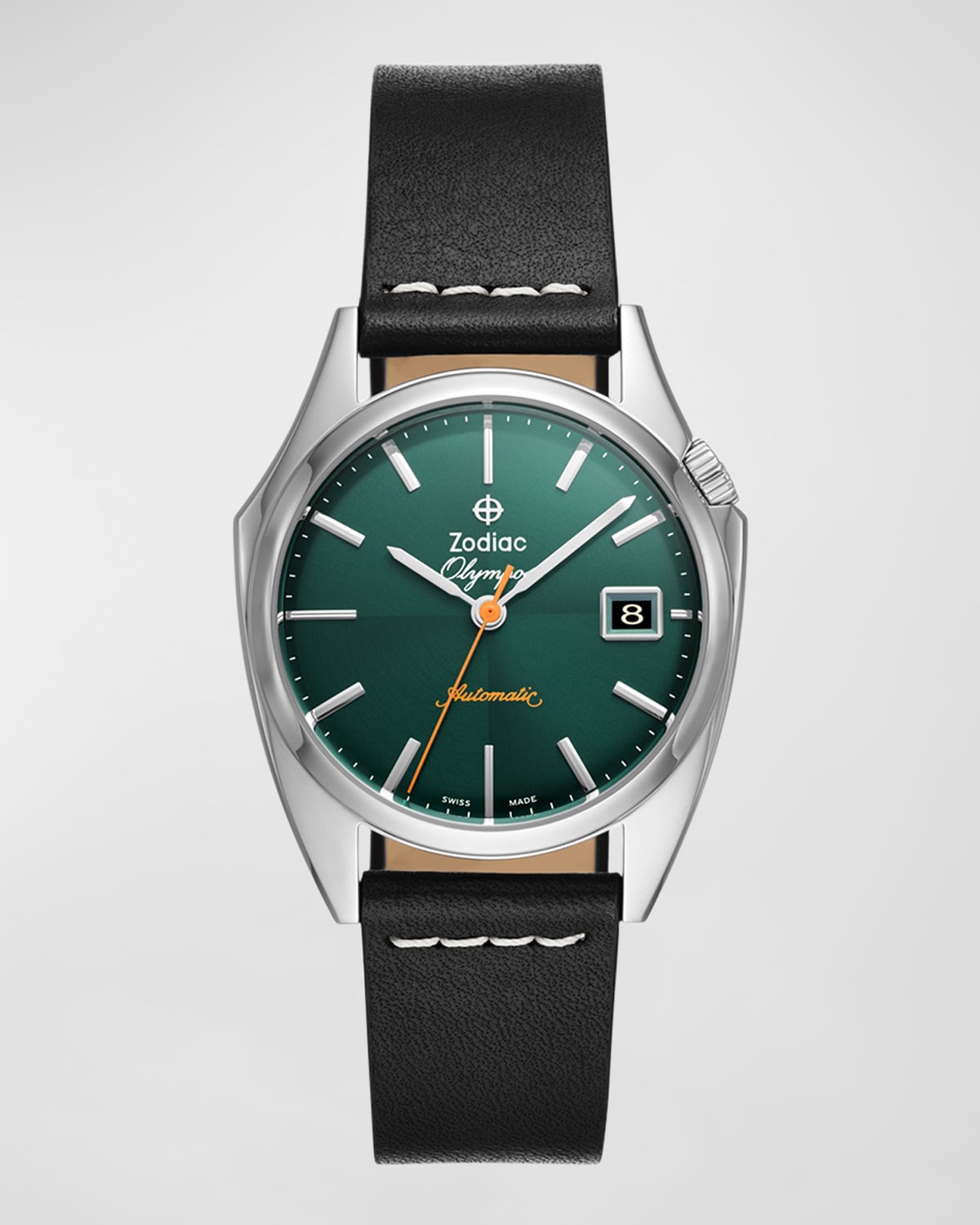 Zodiac Men's Dress Olympos Automatic Leather Watch, 37mm In Black