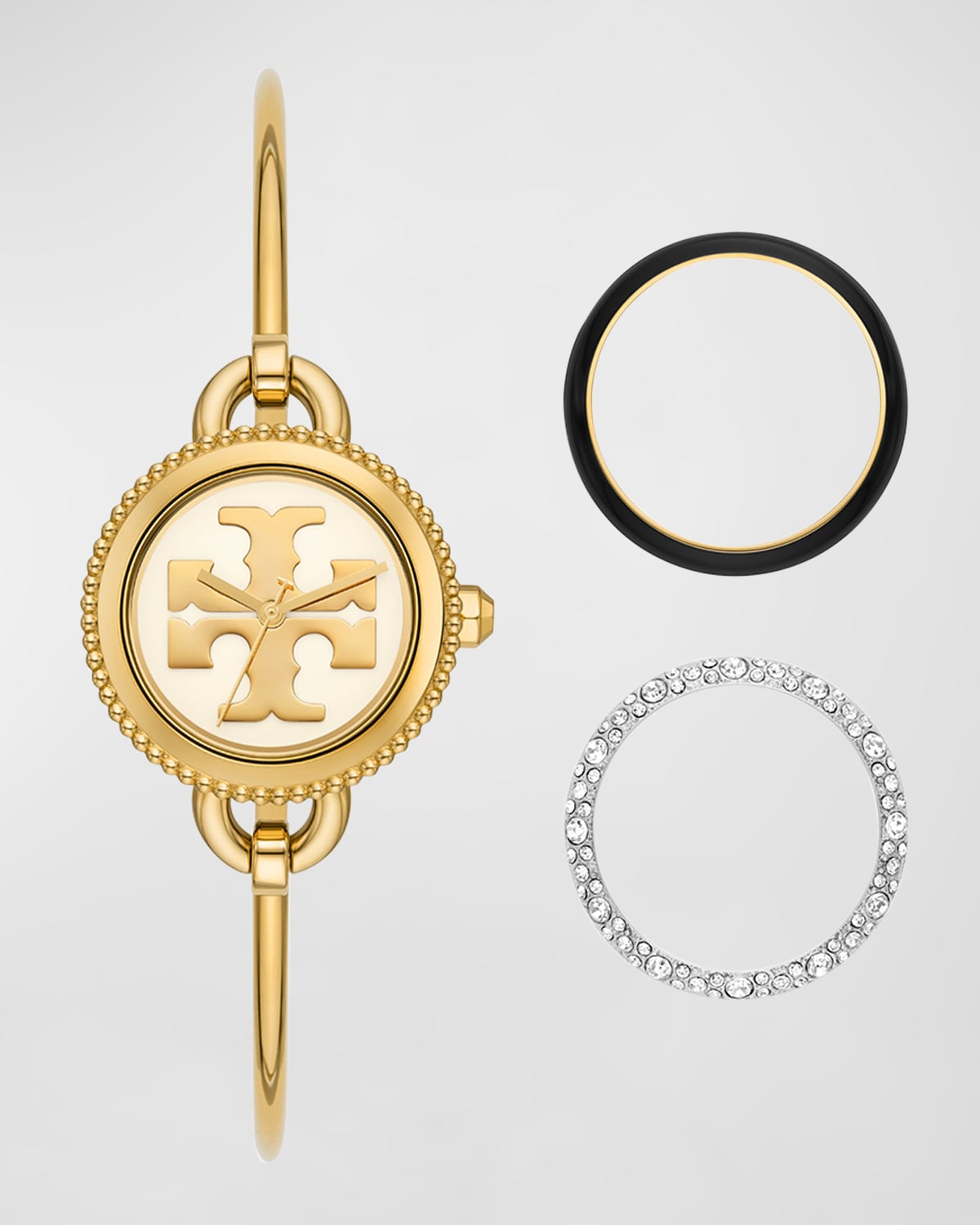 Tory Burch The Miller Gold Tone Stainless Steel Watch And Interchangeable Topring Set In Gold