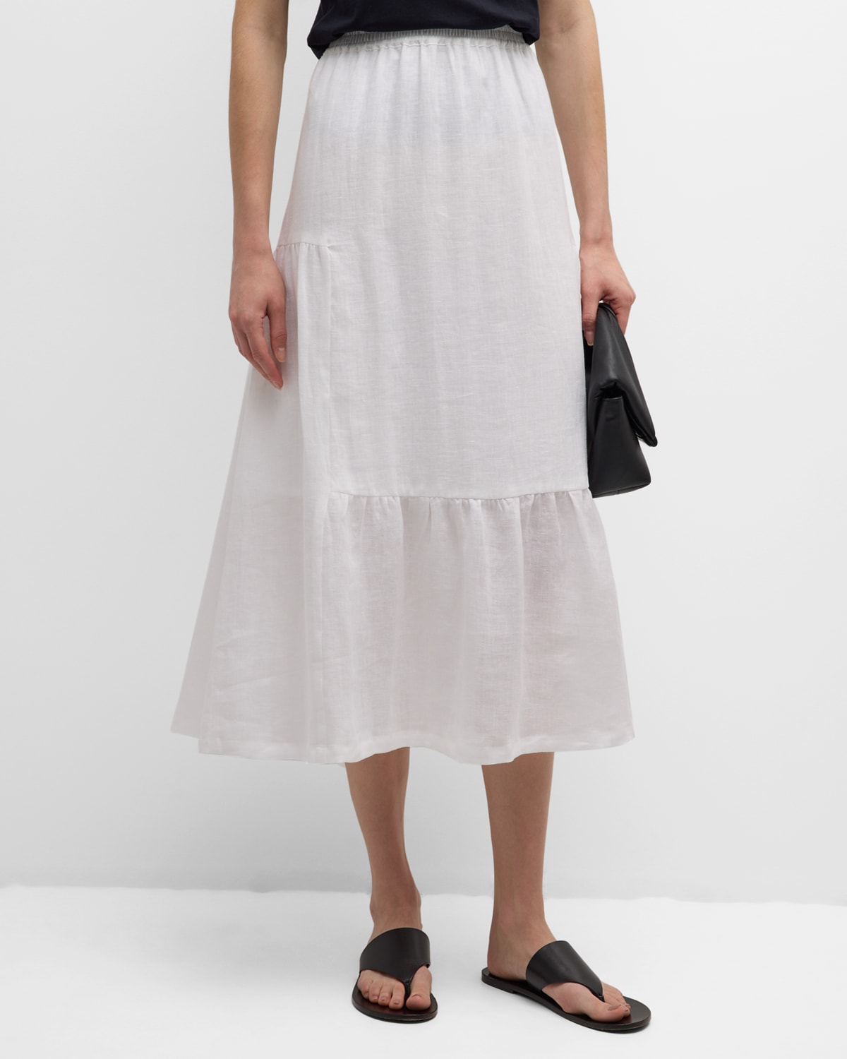 Eskandar Tiered Petticoat Skirt In White