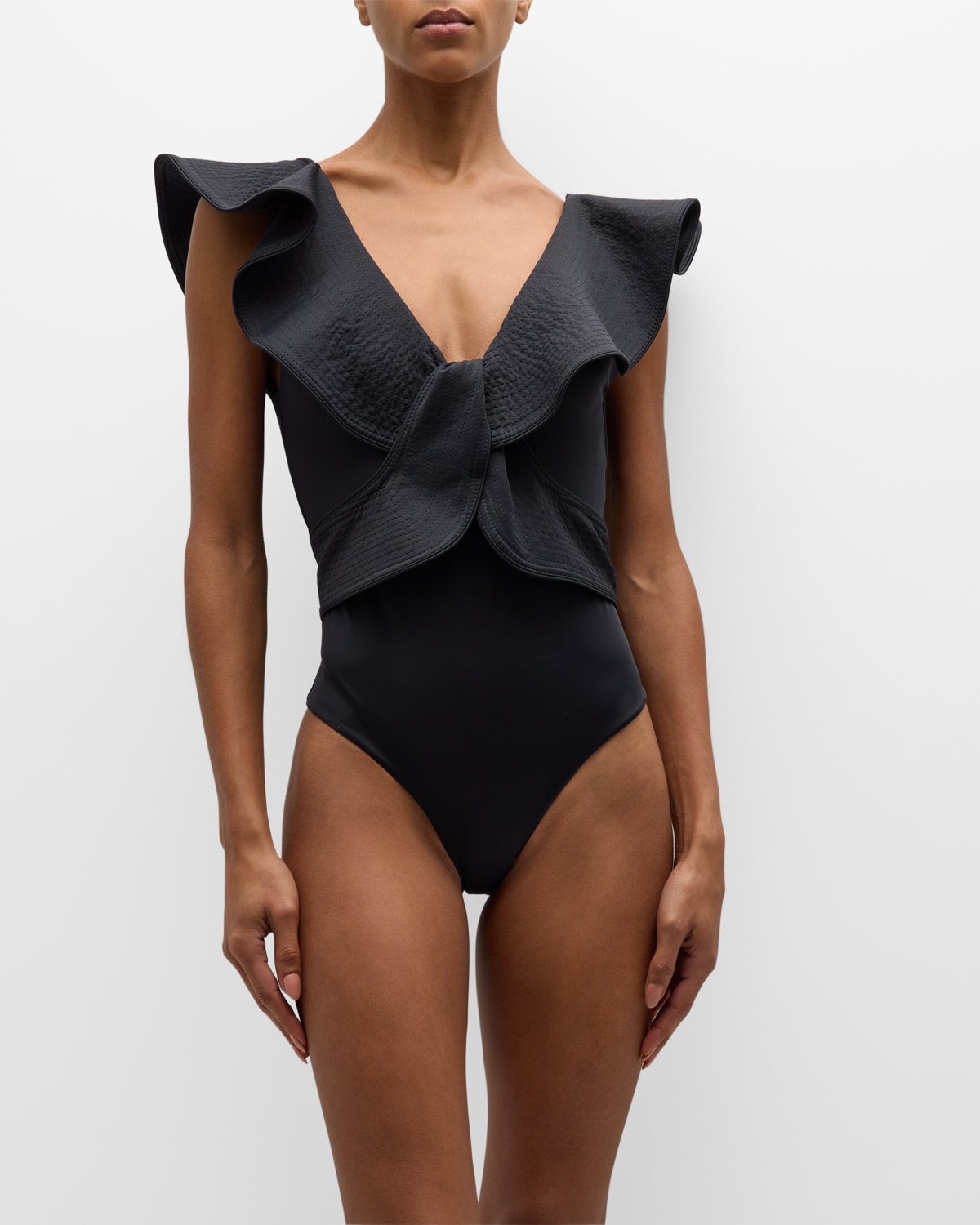 Shop Johanna Ortiz Island Rhythms One-piece Swimsuit In Black