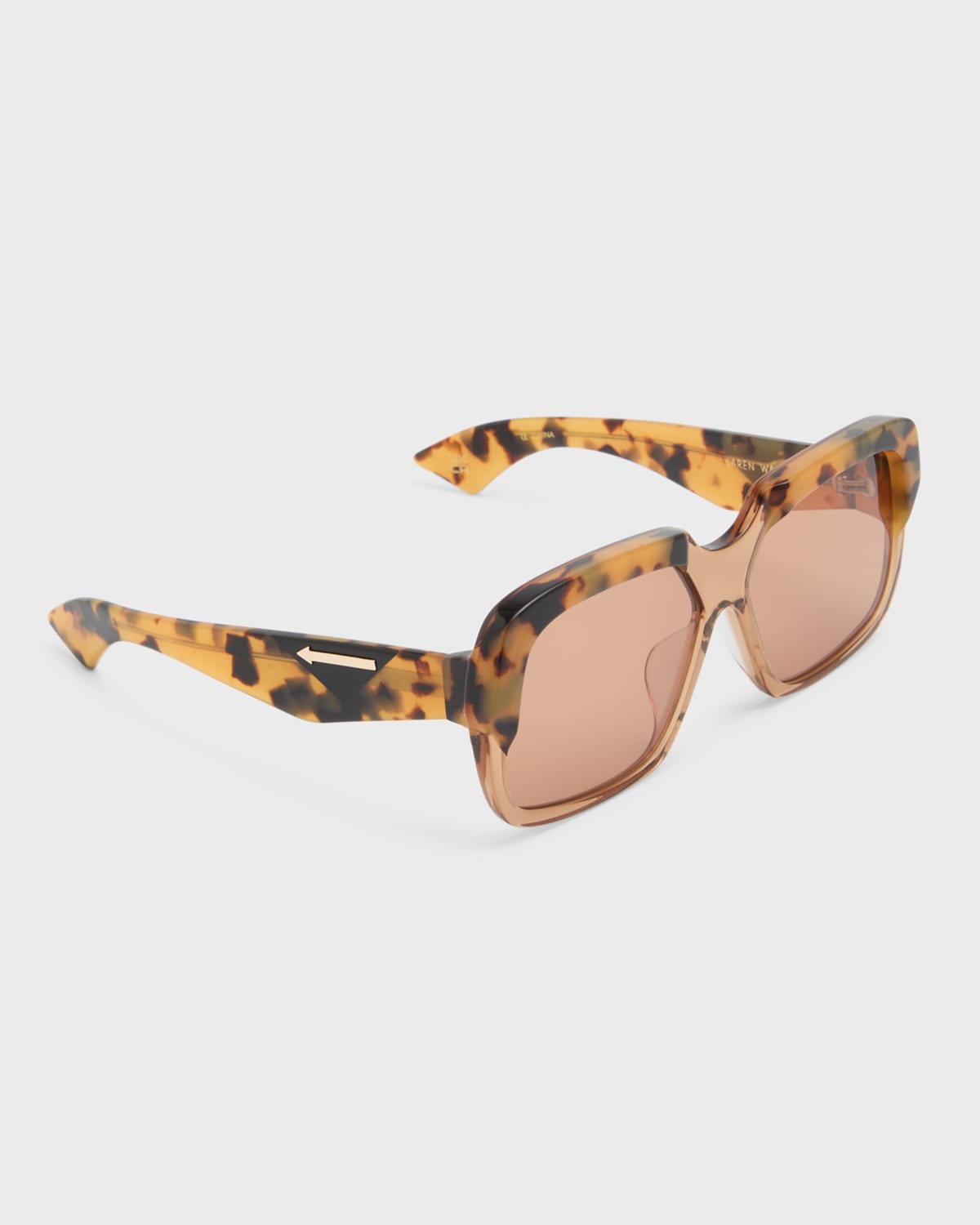 Beveled Two-Tone Acetate Square Sunglasses